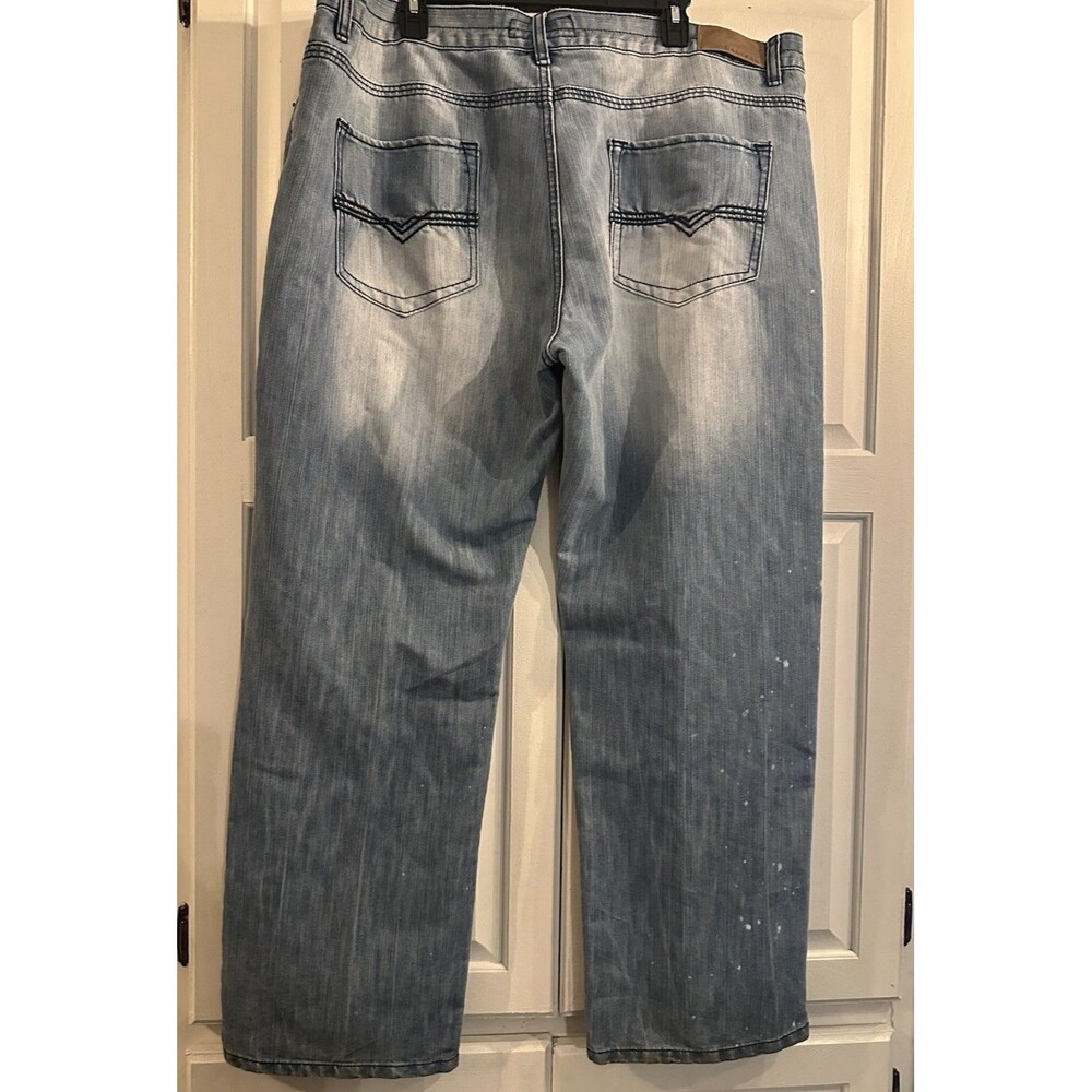 Halifax Jeans 44x32 * Baggy Wide Leg Hiphop Streetwear Splattered Faded C2